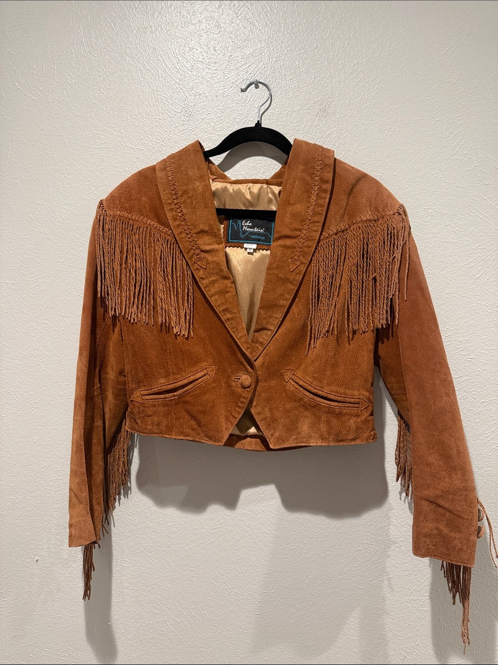 Vintage-Inspired Suede Fringe Jacket - Rust Brown